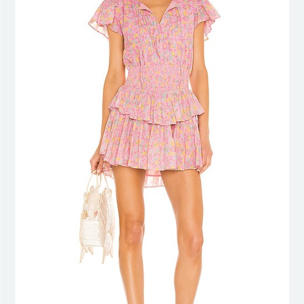 LoveShackFancy Pink and Yellow Floral Dress